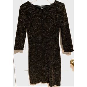 Black and Gold Sparkle Bodycon Mini Dress